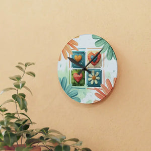 Acrylic Wall Clock Hearts Colorful Pattern Playful Decor Dipaliz - Clocks