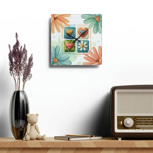 Acrylic Wall Clock Hearts Colorful Pattern Playful Decor Dipaliz - Clocks