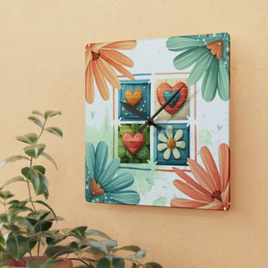 Acrylic Wall Clock Hearts Colorful Pattern Playful Decor Dipaliz - Clocks