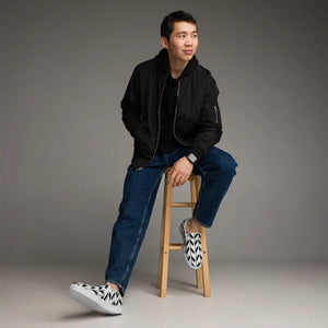 Canvas Shoes Black Pattern Men’s Slip Comfort Style - Dipaliz - 5 - Sneakers