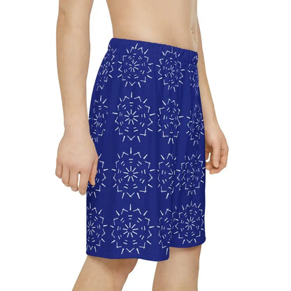 Trendy Blue & White Men’s Sports Shorts for Active Comfort - All Over Prints