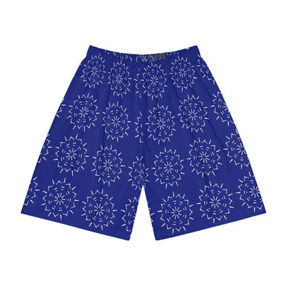 Trendy Blue & White Men’s Sports Shorts for Active Comfort - All Over Prints