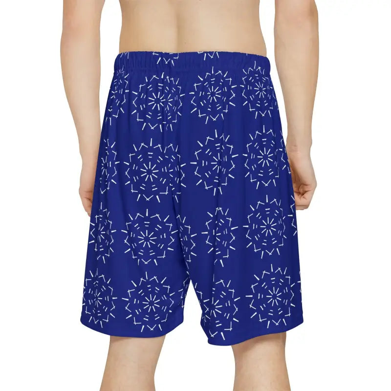 Trendy Blue & White Men’s Sports Shorts for Active Comfort - All Over Prints