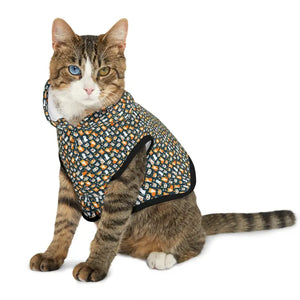 Cat Print Pattern Hoodie - Trendy Pet Fashion - Dipaliz - Xxs / Black Rib - Apparel
