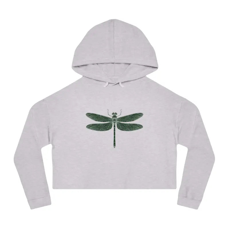 Trendy Dragonfly Cropped Hooded Sweatshirt for Women - Grey Heather / Xs Hoodie