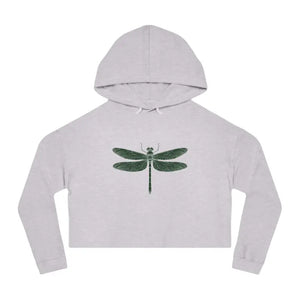 Dragonfly Cropped Hoodie Cloud Fleece Vibrant Wings - Dipaliz - Grey Heather / Xs - Sweatshirts