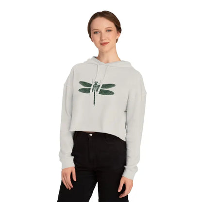 Trendy Dragonfly Cropped Hooded Sweatshirt for Women - Hoodie