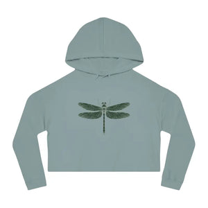 Dragonfly Cropped Hoodie Cloud Fleece Vibrant Wings - Dipaliz - Sage / Xs - Sweatshirts