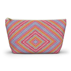 Vibrant Geometric Pattern Accessory Pouch - Bold Style - Dipaliz - Large / White Zipper - Cosmetic & Toiletry Bags