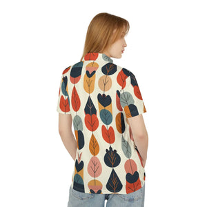 Bold Leaf Print Unisex Polo Shirt Quick-drying - Dipaliz - Polos