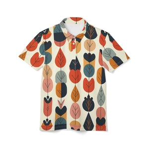 Bold Leaf Print Unisex Polo Shirt Quick-drying - Dipaliz - Polos