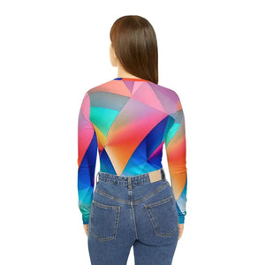 Long Sleeve Pastel Colored Abstract Pattern Chic Top - Dipaliz - T-shirts