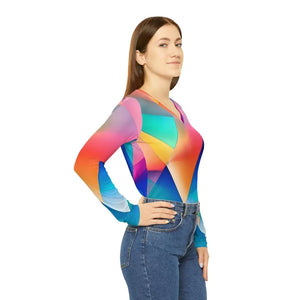 Long Sleeve Pastel Colored Abstract Pattern Chic Top - Dipaliz - T-shirts