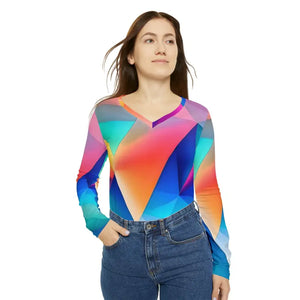 Long Sleeve Pastel Colored Abstract Pattern Chic Top - Dipaliz - Xs - T-shirts