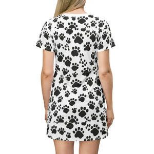 Paw Print Shirt Dress - Trendy Cat Lover Style - Dipaliz - Dresses