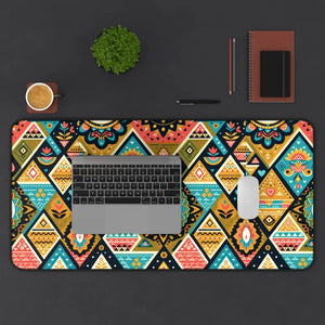 Triangle Ethnic Pattern Desk Mat with Anti-slip Backing - Dipaliz - 15.5’’ × 31’’ - Workstation & Cubicle Accessories