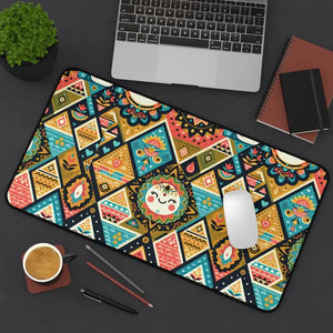 Computer Accessories - Triangle Ethnic Pattern Desk Mat with Anti-slip Backing - Dipaliz
