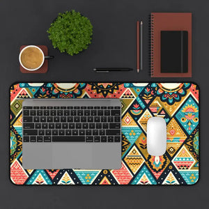 Computer Accessories - Triangle Ethnic Pattern Desk Mat with Anti-slip Backing - Dipaliz 12’’ × 22’’
