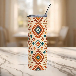 Tribal Pattern 20oz Stainless Steel Boho Tumbler - Dipaliz - White / Tumblers