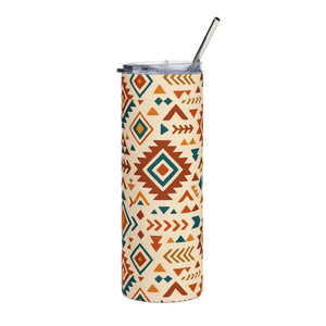 Tribal Pattern 20oz Stainless Steel Boho Tumbler - Dipaliz - White / Tumblers
