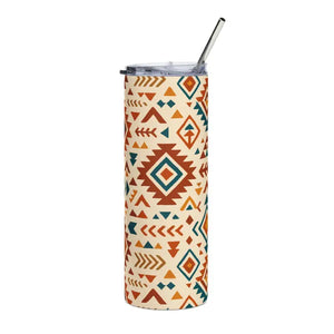 Tribal Pattern 20oz Stainless Steel Boho Tumbler - Dipaliz - White / Tumblers