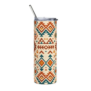 Tribal Pattern 20oz Stainless Steel Boho Tumbler - Dipaliz - White / Tumblers
