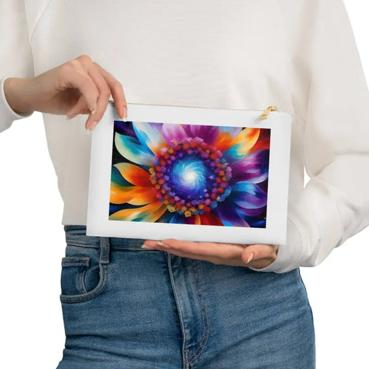 Groovy Psychedelic Flower Cosmetic Bag With Gold Zipper - Bags