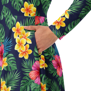 Tropical Botanicals Long Sleeve Midi Dress - Dipaliz - Dresses - Xs