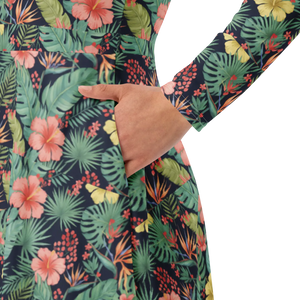 Tropical Botanicals Sleeve Midi Dress Pockets - Dipaliz - Dresses - Xs