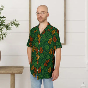 Premium Leaf Button Print Summer Shirt - Vibrant Tropical Style - Dipaliz - s / White Stitching - Shirts