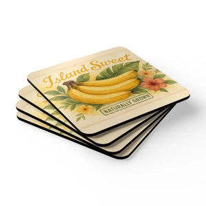 Tropical Coaster Set - Vibrant Island Sweet Design - Dipaliz - Cork / 3.75’’ × / Square - Coasters