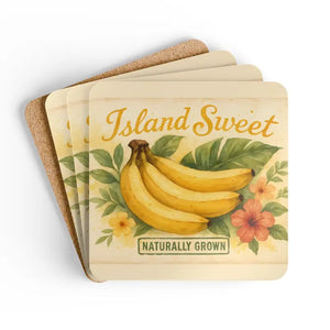 Tropical Coaster Set - Vibrant Island Sweet Design - Dipaliz - Cork / 3.75’’ × / Square - Coasters