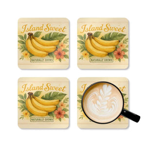 Tropical Coaster Set - Vibrant Island Sweet Design - Dipaliz - Cork / 3.75’’ × / Square - Coasters