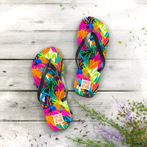 Tropical Colorburst Flip Flops - Bright Floral Beach Sandals - Dipaliz - Shoes