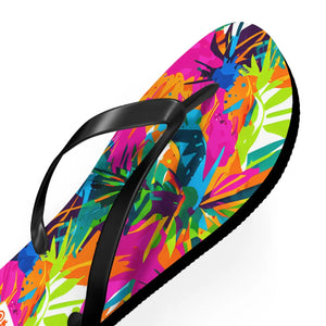Tropical Colorburst Flip Flops - Floral Beach Sandals - Dipaliz