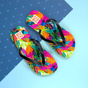 Tropical Colorburst Flip Flops - Bright Floral Beach Sandals - Dipaliz - Shoes