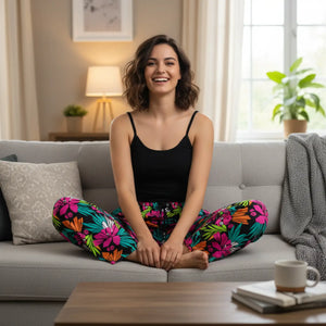 Tropical Floral Pajama Pants - Lightweight Lounge - Dipaliz - All Over Prints