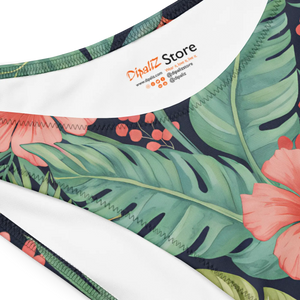 Tropical Floral Recycled Bandeau Bikini | Upf50+ V-cut - Classic Bikinis
