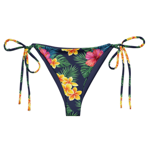 Tropical Floral Recycled String Bikini Bottom | Upf50+ - Swim Briefs - Xs