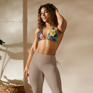 Tropical Floral Recycled String Bikini Top | Upf50+ Padded - Swimwear Tops - Xs