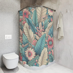 Floral Shower Curtain – Tropical Botanical Decor - Dipaliz - Curtains