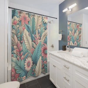 Floral Shower Curtain – Tropical Botanical Decor - Dipaliz - Curtains