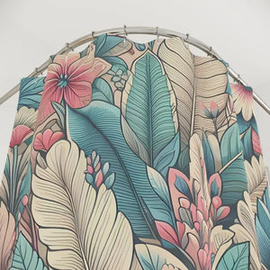 Tropical Floral Shower Curtain - Vibrant Botanical Decor - Dipaliz - 71’’ × 74’’ - Curtains