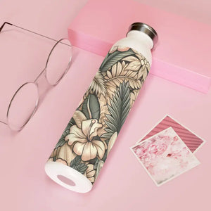 Tropical Floral Chic Slim Water Bottle - Vibrant Style - Dipaliz - 20oz / White - Bottles