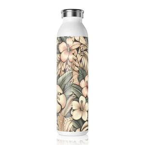 Tropical Floral Chic Slim Water Bottle - Vibrant Style - Dipaliz - 20oz / White - Bottles