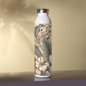 Tropical Floral Chic Slim Water Bottle - Vibrant Style - Dipaliz - 20oz / White - Bottles