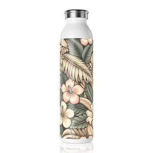 Tropical Floral Chic Slim Water Bottle - Vibrant Style - Dipaliz - 20oz / White - Bottles