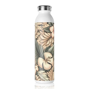 Tropical Floral Chic Slim Water Bottle - Vibrant Style - Dipaliz - 20oz / White - Bottles