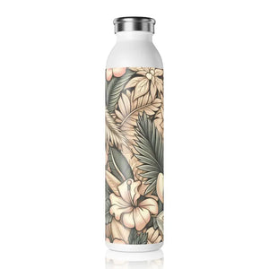 Tropical Floral Chic Slim Water Bottle - Vibrant Style - Dipaliz - 20oz / White - Bottles
