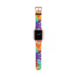 Tropical Floral Watch Band - Colorful Hibiscus Apple - Dipaliz - 42 - 45 Mm / Rose Gold Matte - Accessories